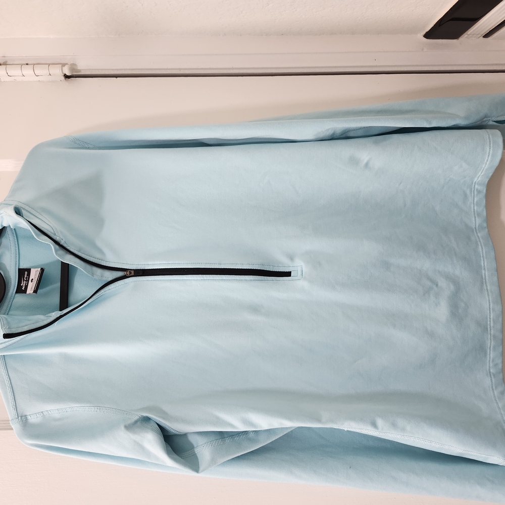 Nike Light Blue Jacket with Black Zipper